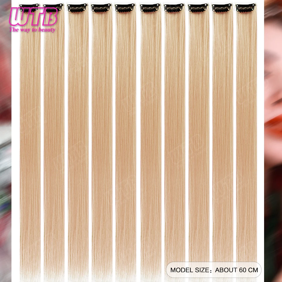 10 PCS Colored Synthetic Hair Extension Wigs for Women BB Clip Style Straight Hair Extension Wigs Suitable for Holiday Events