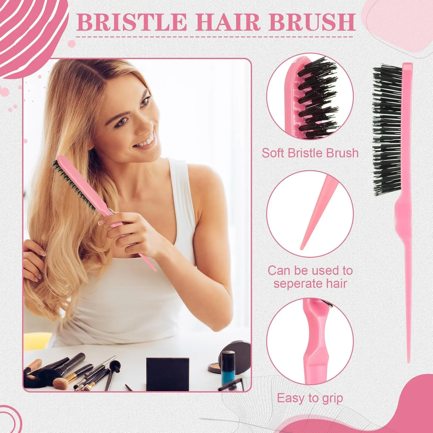 5pcs Hairdressing Tools Pointed Tail Comb Dual Head Eyebrow Brush Triple Row Comb Coiler Hair Salon Styling Comb