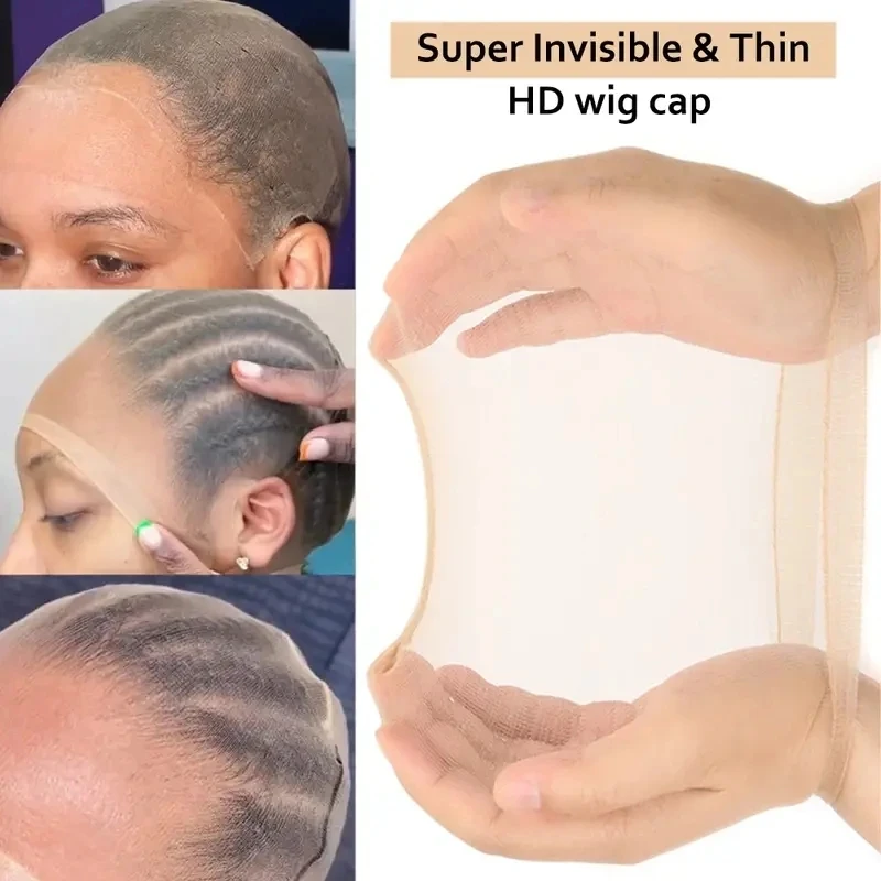 1/6/12bags Ventilated Nylon Mesh Nude Stocking Wig Cap Hairnets Stretchy Close End Super Extra Thin Skin Breathable Wig Cap
