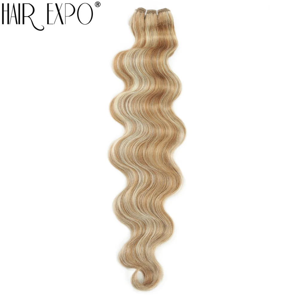 Body Wave Hair Bundles 24" Piano Blonde Natural Synthetic Hair Extensions Ombre Thick Ponytail Loose Deep Hair Weaving For Women
