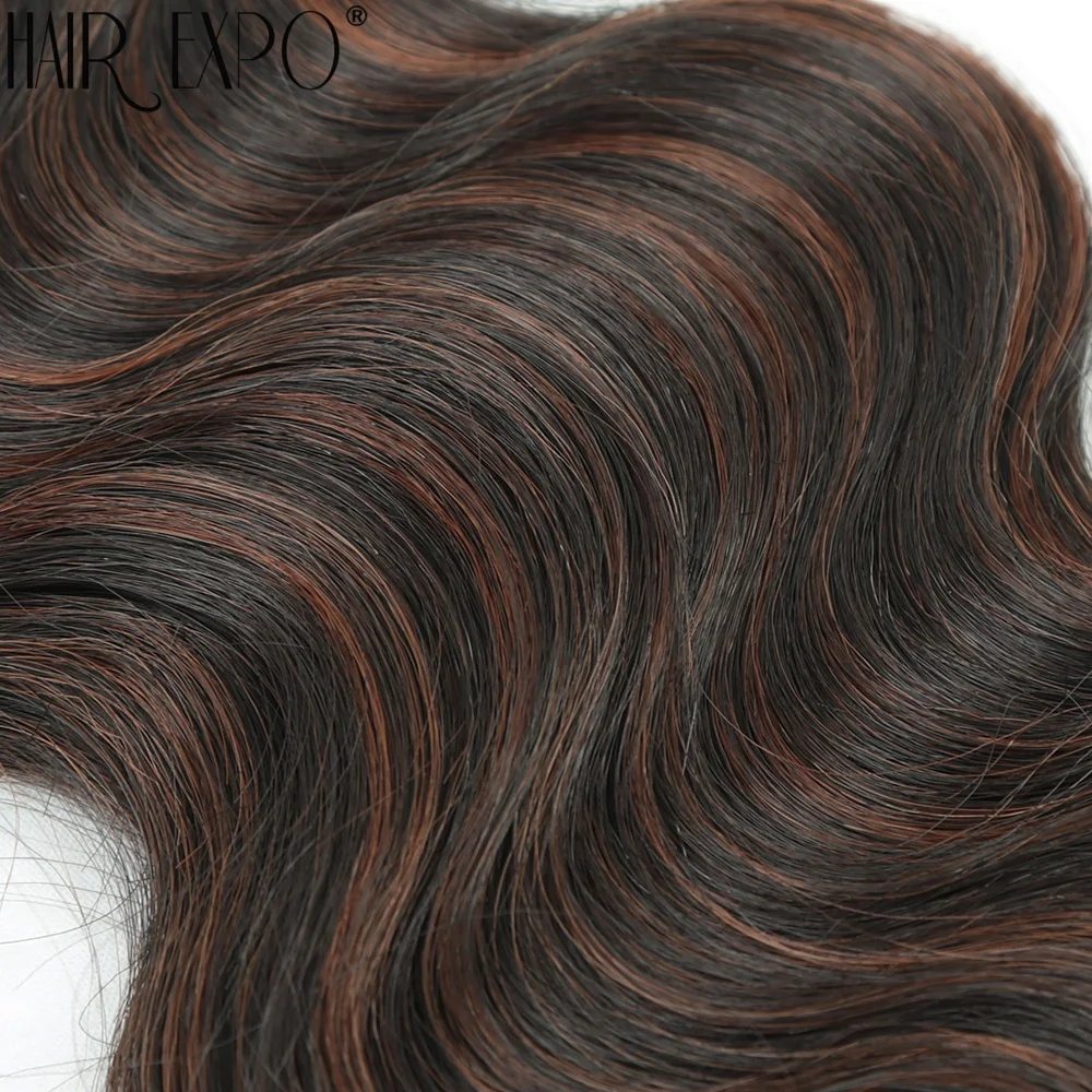 Body Wave Hair Bundles 24" Piano Blonde Natural Synthetic Hair Extensions Ombre Thick Ponytail Loose Deep Hair Weaving For Women