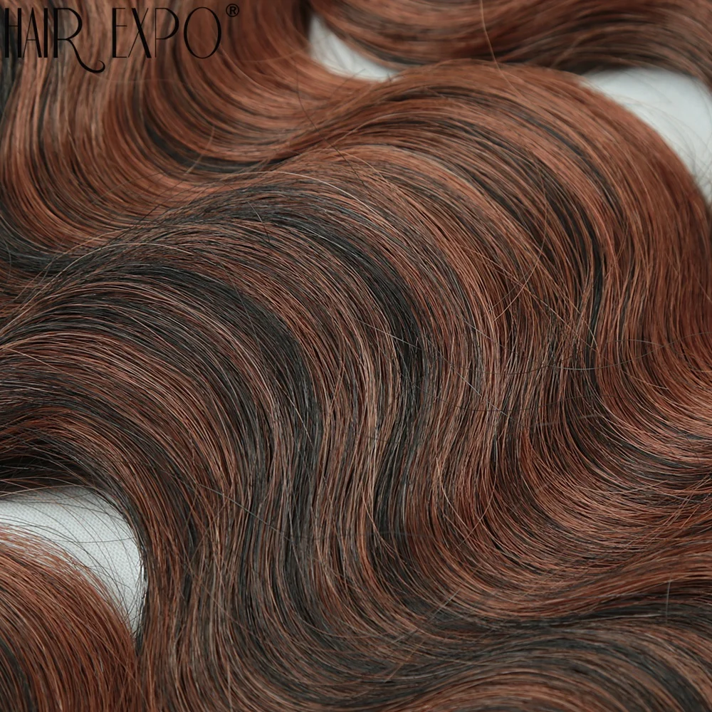 Body Wave Hair Bundles 24" Piano Blonde Natural Synthetic Hair Extensions Ombre Thick Ponytail Loose Deep Hair Weaving For Women