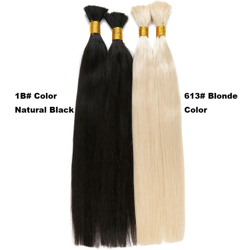 Double Drawn Straight #613 Blonde Brown #1B Natural Color Braiding Hair Bulk No Weft Raw Unprocessed Human Hair Bulks 1 Bundels