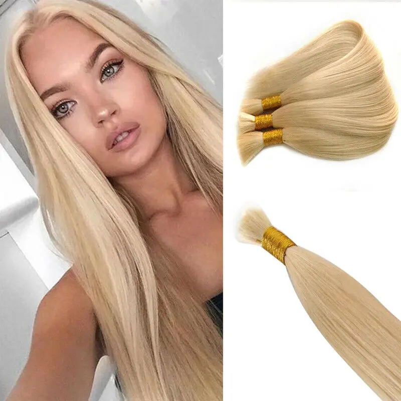 Double Drawn Straight #613 Blonde Brown #1B Natural Color Braiding Hair Bulk No Weft Raw Unprocessed Human Hair Bulks 1 Bundels