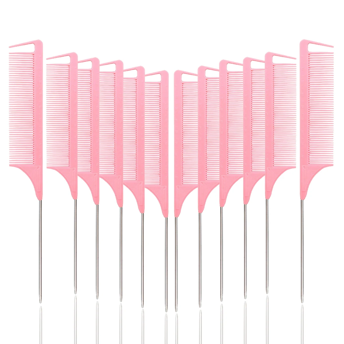 12pcs Pointed Tail Comb Dressing Styling Comb Hair Dye Heat-Resistant Tail Comb Hair Salon Home Tools Special for Real Hair Wigs