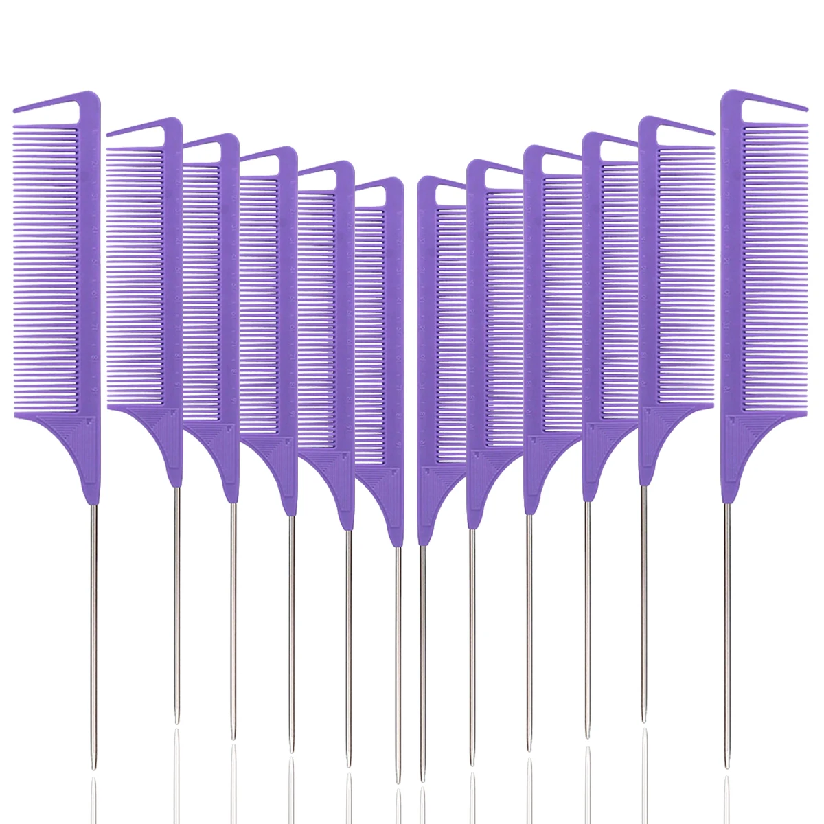 12pcs Pointed Tail Comb Dressing Styling Comb Hair Dye Heat-Resistant Tail Comb Hair Salon Home Tools Special for Real Hair Wigs