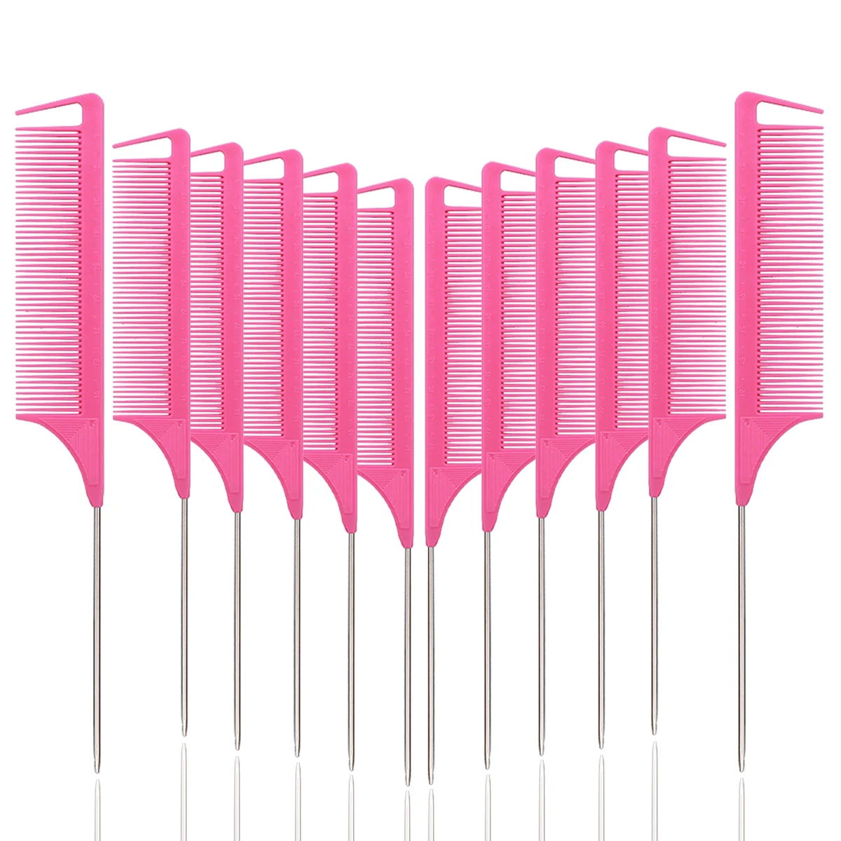 12pcs Pointed Tail Comb Dressing Styling Comb Hair Dye Heat-Resistant Tail Comb Hair Salon Home Tools Special for Real Hair Wigs