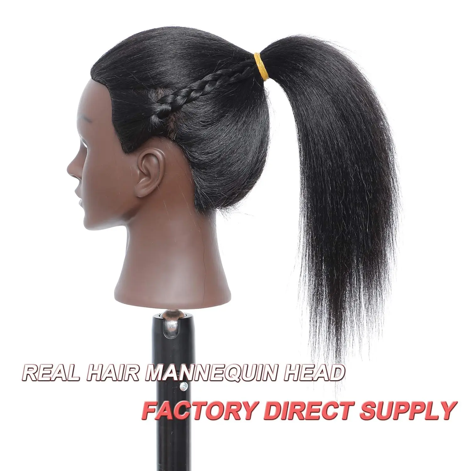 16"Human Hair Mannequin Head for Braiding,Cosmetology Training Doll Head for Styling Practice With Stand