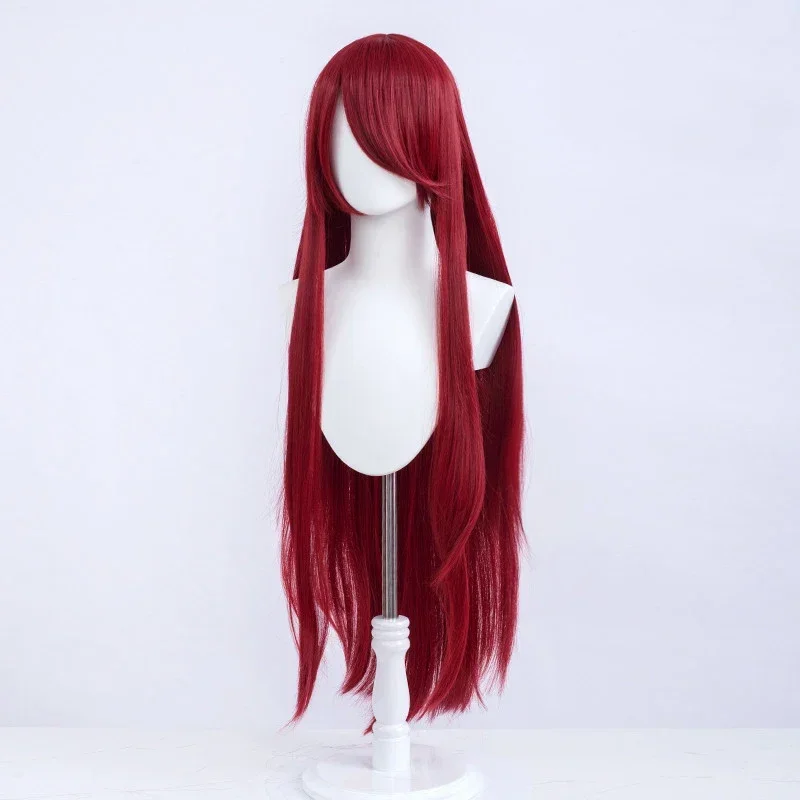 Anime 100cm Long Wine Red Uzumaki Kushina Synthetic Wig Heat Resistant Full Bangs Hair Wig