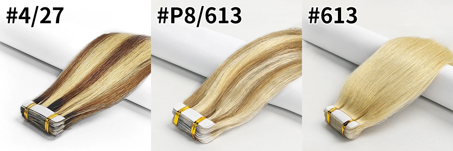 Straight Tape In Hair Extensions Skin Weft Tape In Hair Extensions 20Pcs 50G/Pack Adhesive Invisible 100% Real Human Hair Women