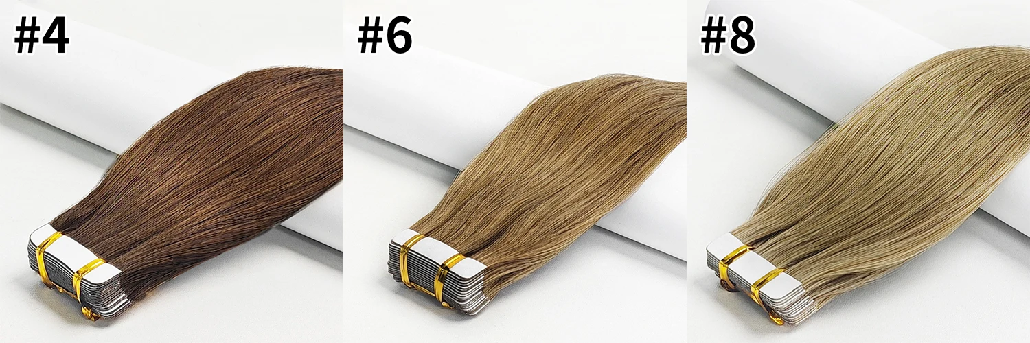 Straight Tape In Hair Extensions Skin Weft Tape In Hair Extensions 20Pcs 50G/Pack Adhesive Invisible 100% Real Human Hair Women