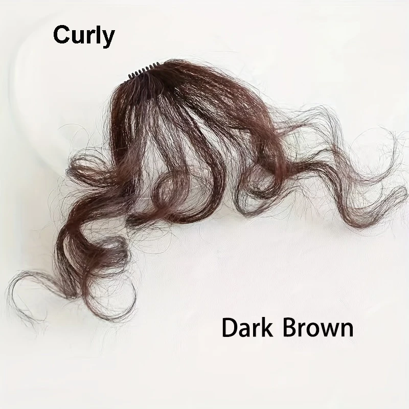 Sunslymei Fake Synthetic Curly Air Bangs Clip-In Hair Extension Fringe False Blunt Hairpiece for Women Clip In Front Hair Bangs