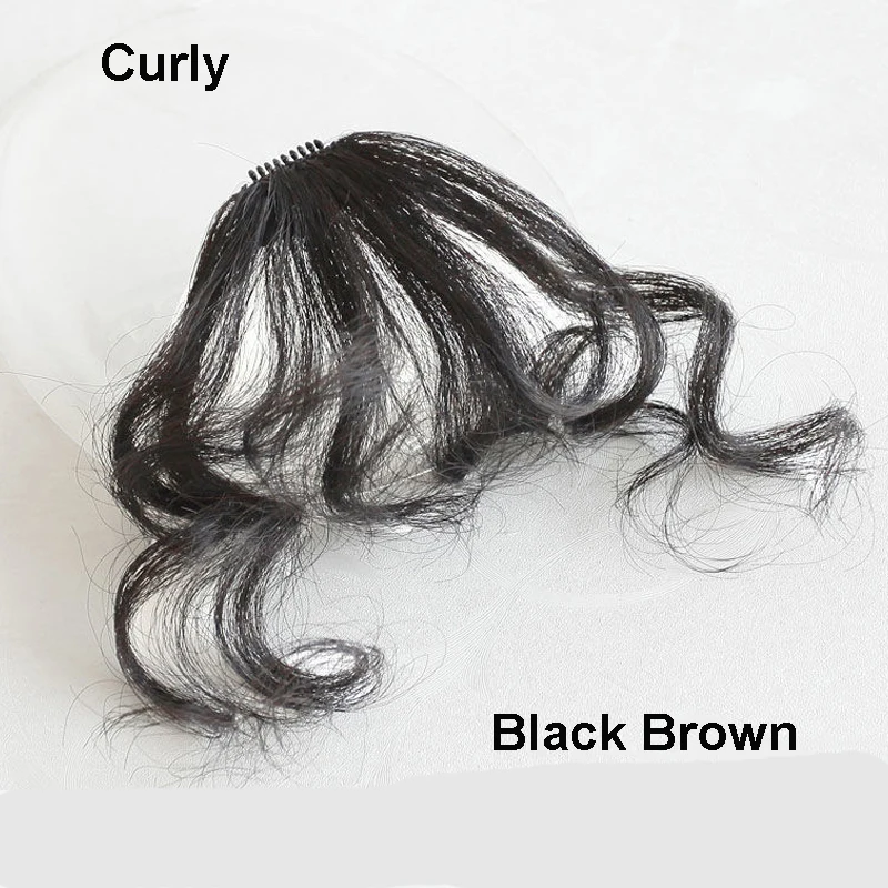 Sunslymei Fake Synthetic Curly Air Bangs Clip-In Hair Extension Fringe False Blunt Hairpiece for Women Clip In Front Hair Bangs