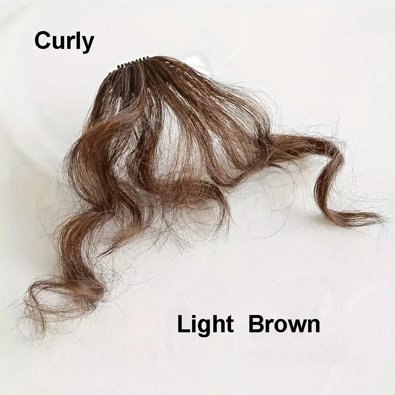 Sunslymei Fake Synthetic Curly Air Bangs Clip-In Hair Extension Fringe False Blunt Hairpiece for Women Clip In Front Hair Bangs