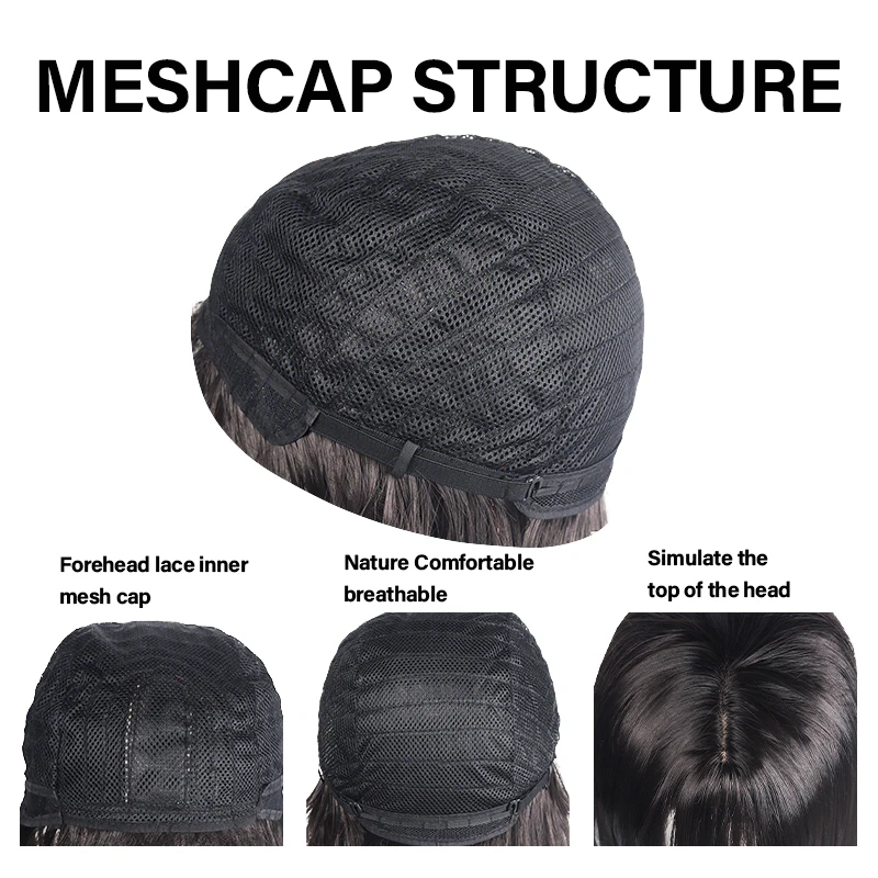 60cm Layered Black Long Straight Wig with Air Bangs, Full Cap Synthetic Fiber Wig for Lolita & JK Style Daily Wear