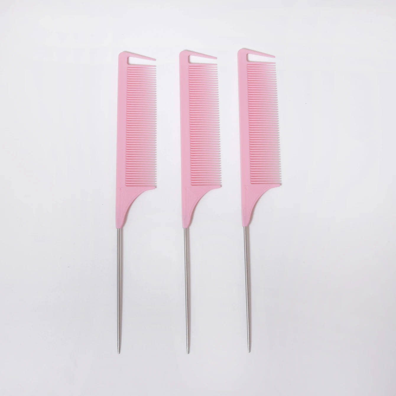 3 Metal Needle Mouse Tail Combs with Scales, Hair Styling Combs for Hair Distribution, Dyeing Combs, Special for Real Hair Wigs