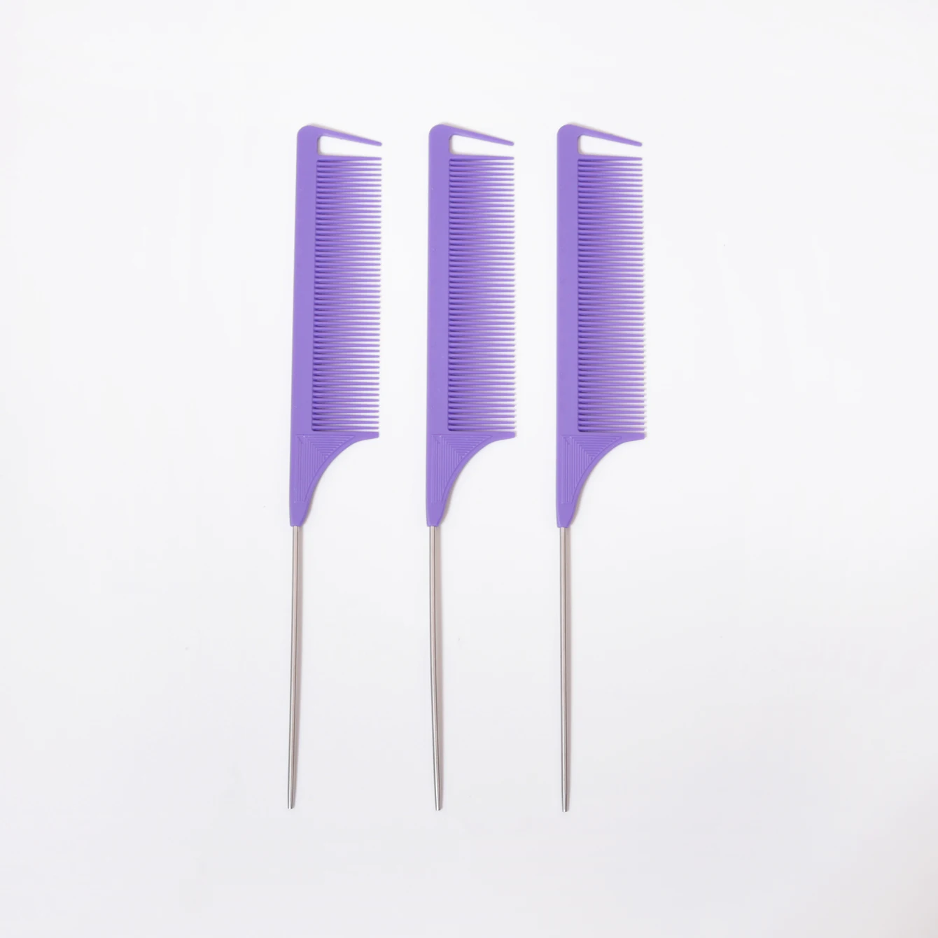 3 Metal Needle Mouse Tail Combs with Scales, Hair Styling Combs for Hair Distribution, Dyeing Combs, Special for Real Hair Wigs