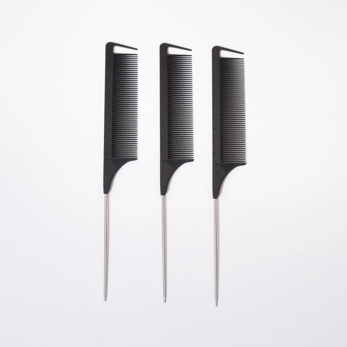 3 Metal Needle Mouse Tail Combs with Scales, Hair Styling Combs for Hair Distribution, Dyeing Combs, Special for Real Hair Wigs
