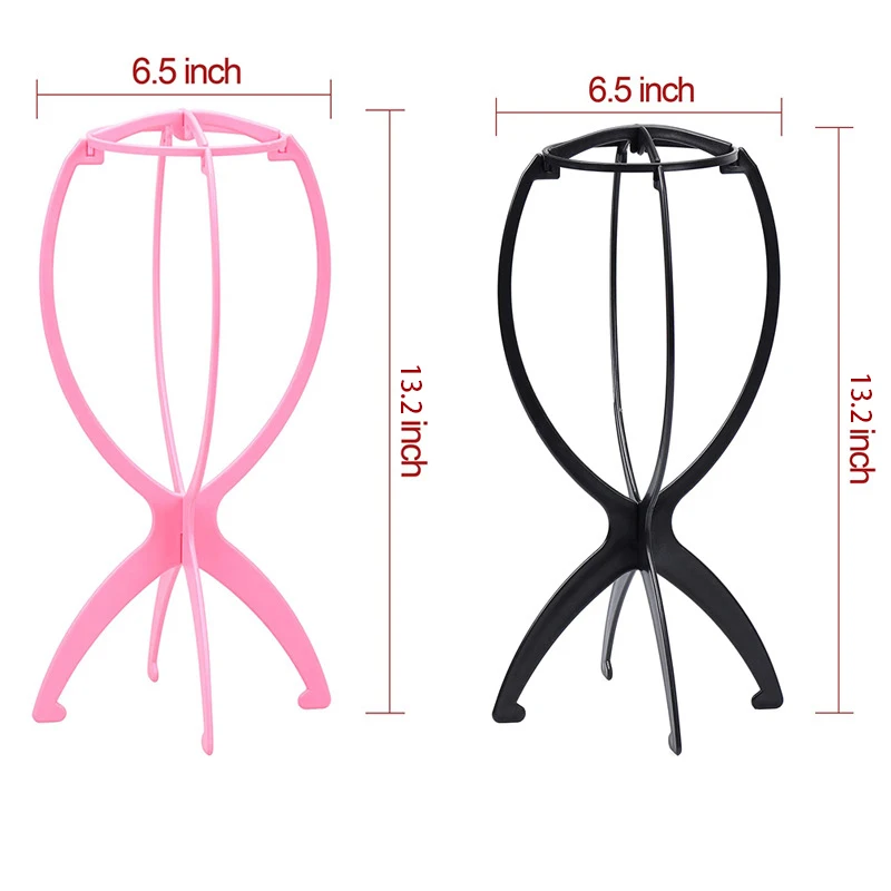 1Pcs Wig Stand Plastic Hat Display Wig Head Holders 17x36Cm Mannequin Stand Portable Folding Wig Stand Pink Hair Display Tools