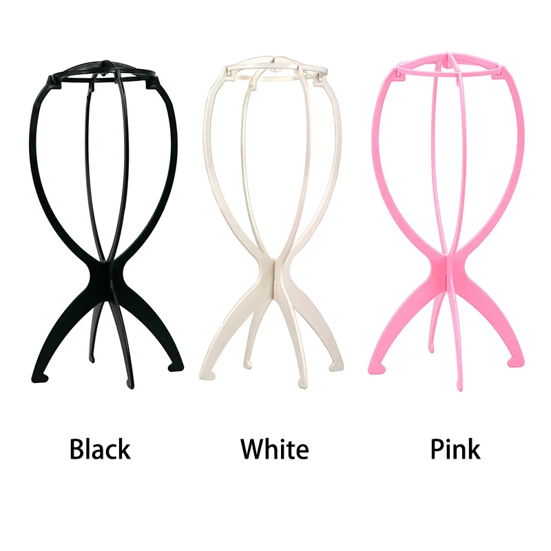 1Pcs Wig Stand Plastic Hat Display Wig Head Holders 17x36Cm Mannequin Stand Portable Folding Wig Stand Pink Hair Display Tools