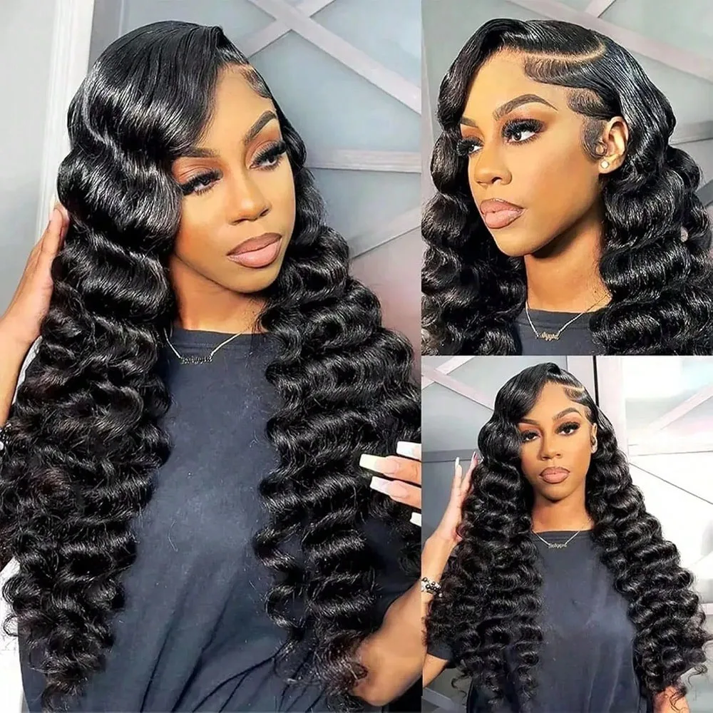 250% Density 40 Inch 5x5 Lace Closure Loose Deep Wave 13x6 Lace Front Wigs Human Hair Pre Plucked With Baby Hair HD Transparent 13x4 Lace Frontal Wigs Human Hair Lace Front Wigs Deep Curly Lace Front Wig