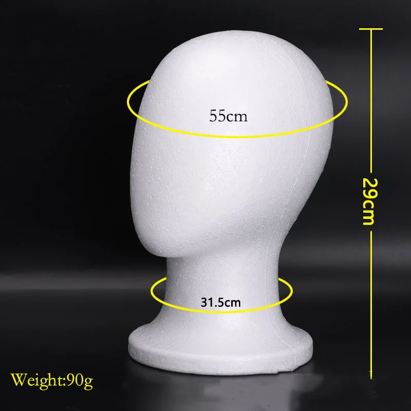 22inches Female Foam Mannequin Head Wig Head Display Smooth Durable Styling Tools Durable Portable Fashion for Home Travel