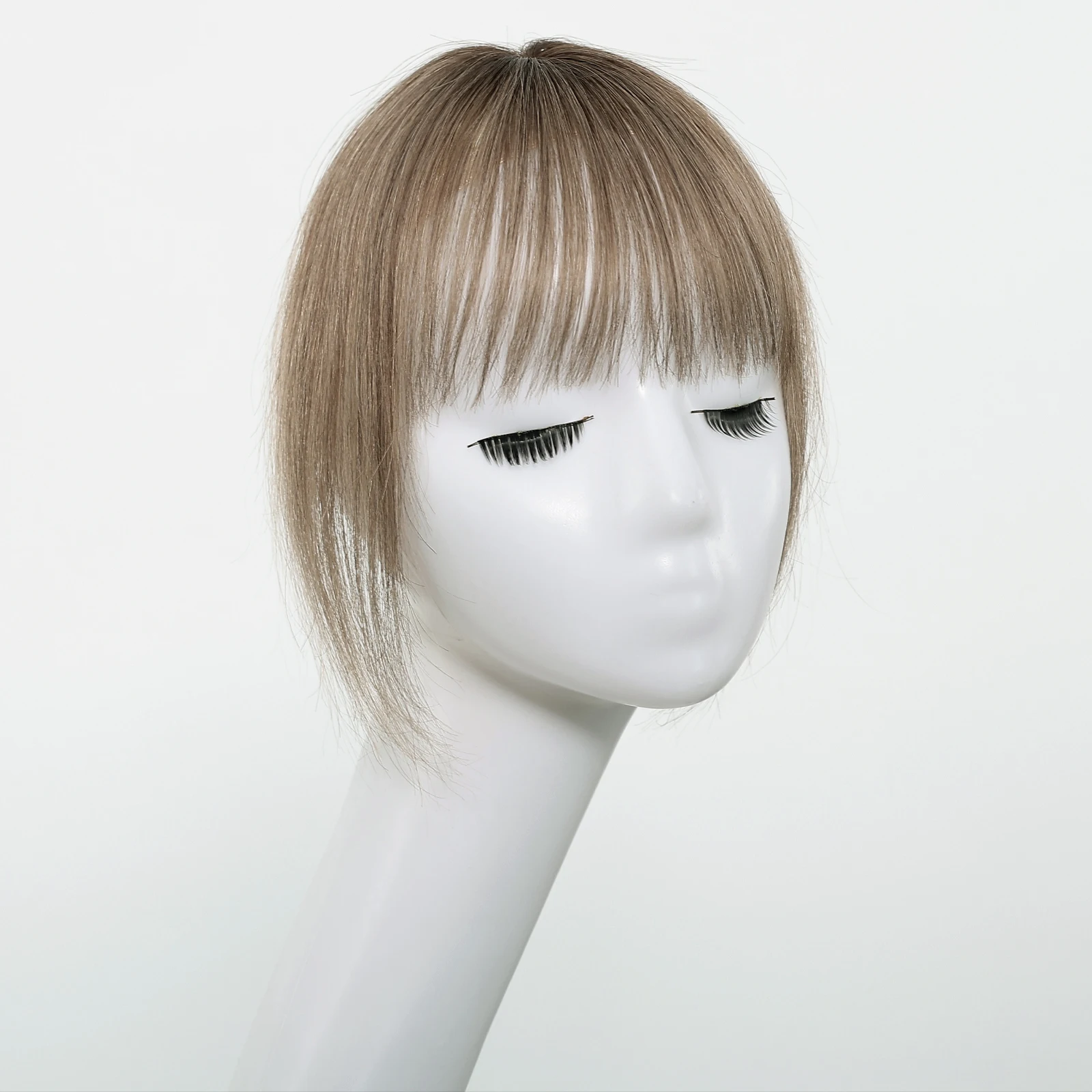 10 Inch Natural Black 100% Human Hair Topper with Bangs Straight Clip in Hairpiece for Women Thinning Hair Toppers