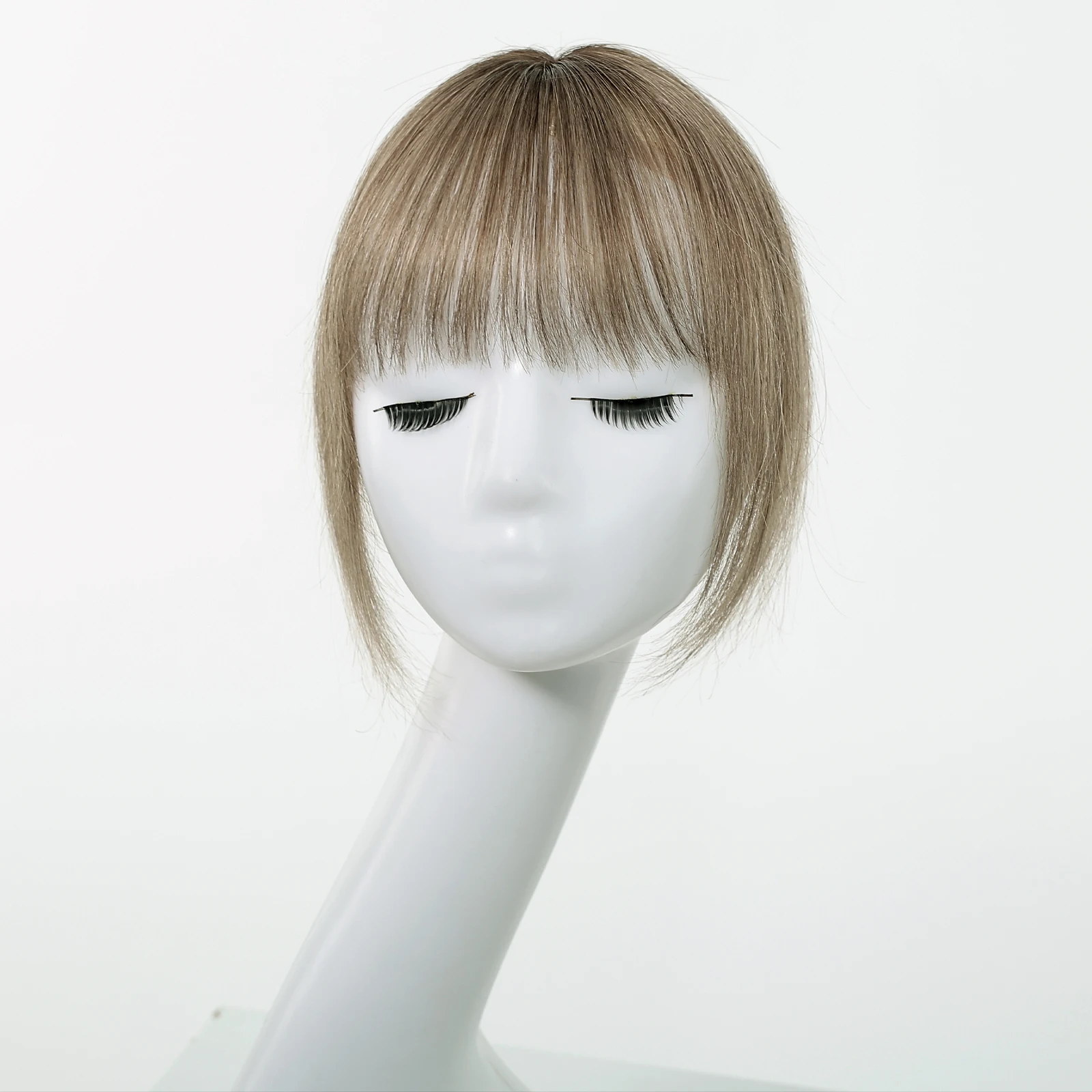 10 Inch Natural Black 100% Human Hair Topper with Bangs Straight Clip in Hairpiece for Women Thinning Hair Toppers