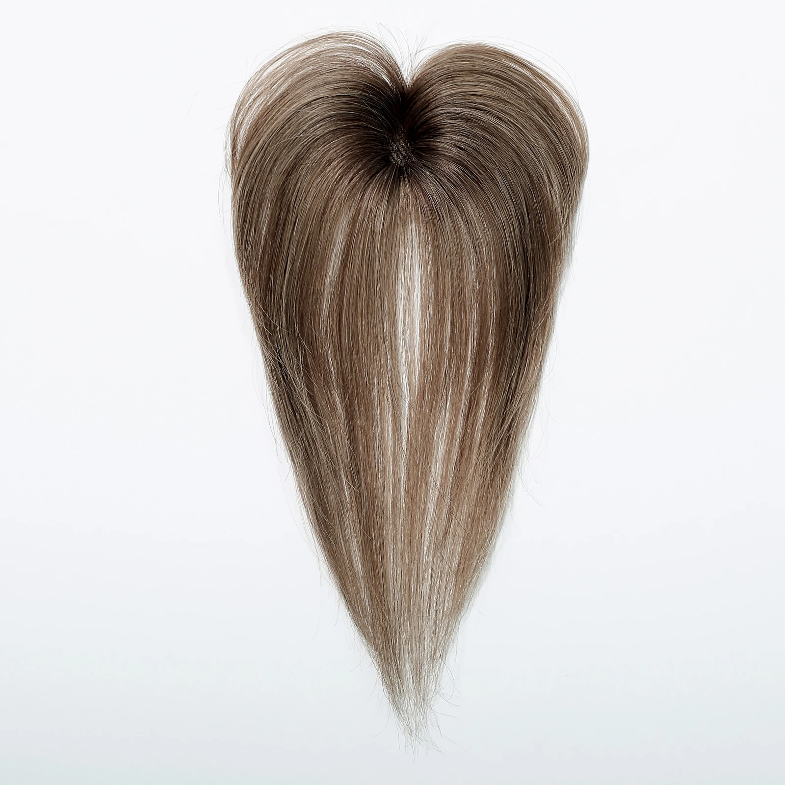 10 Inch Natural Black 100% Human Hair Topper with Bangs Straight Clip in Hairpiece for Women Thinning Hair Toppers