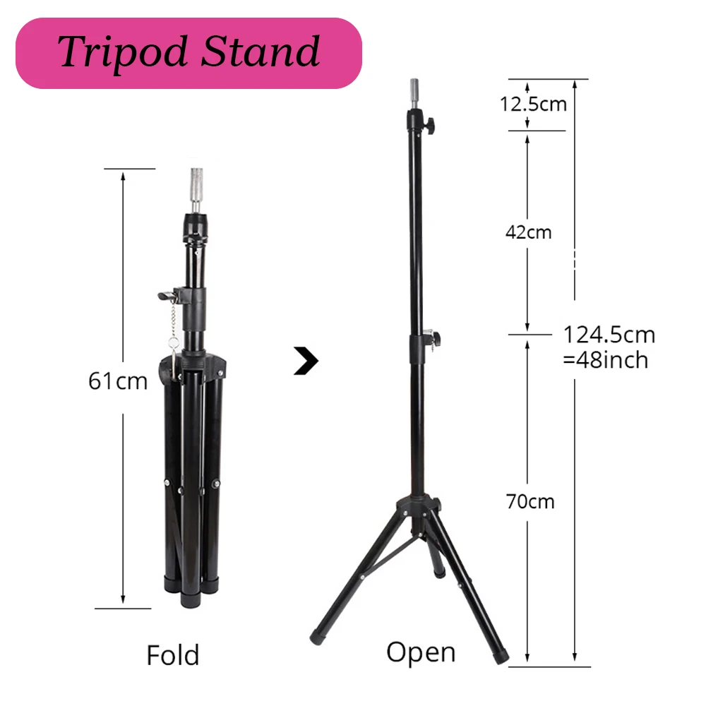 Nunify Mannequin Head Wig Stand Rose Pink 22"Canvas Head 21-25" Wig Head Stand Adjustable Tripod Stand Wigs Making Display Tools
