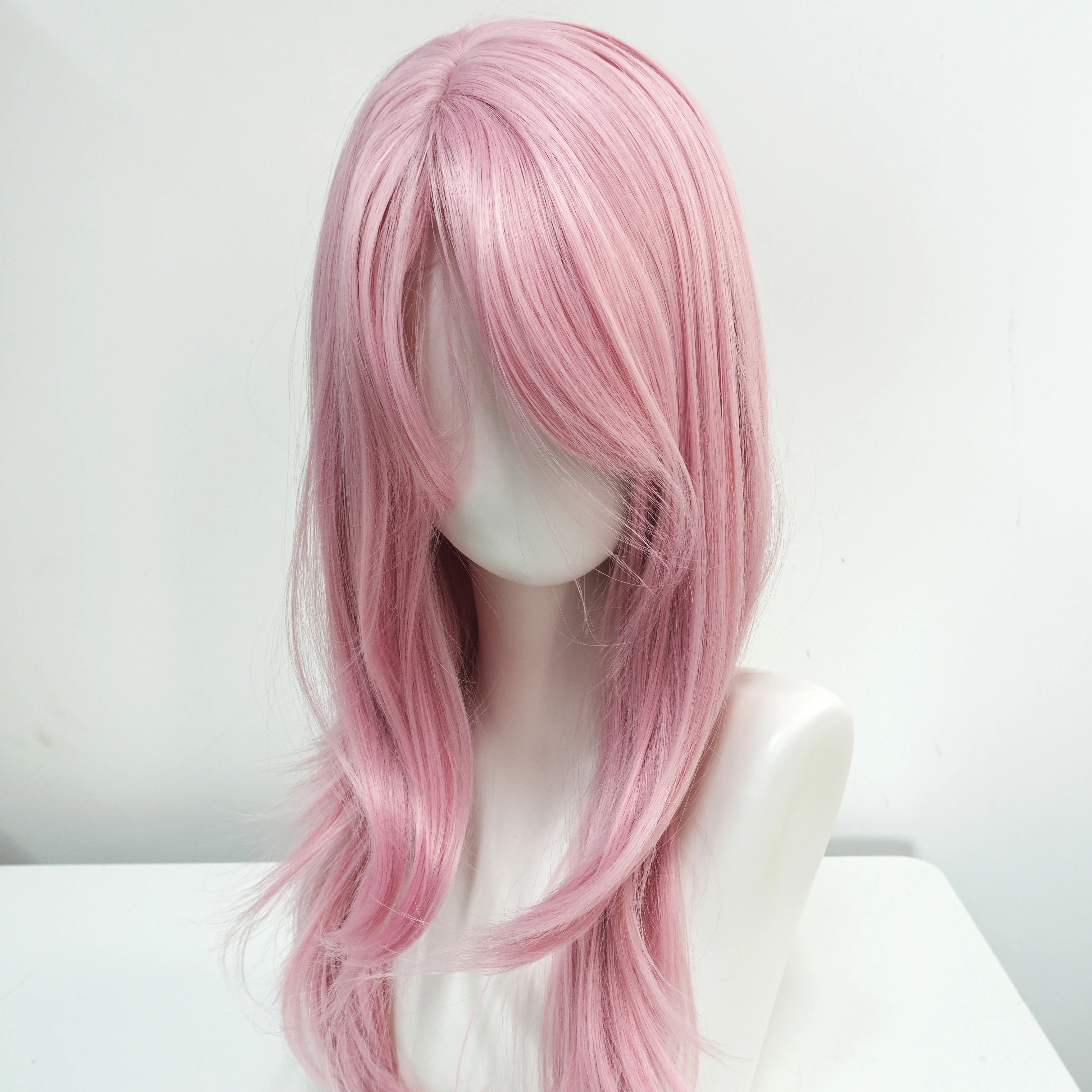 Ashely Wig Pink Wig Lolita 20inch Layered Cut Straight Hair Wigs for Women Curtain Bangs Heat-resistant Synthetic Cosplay Daily