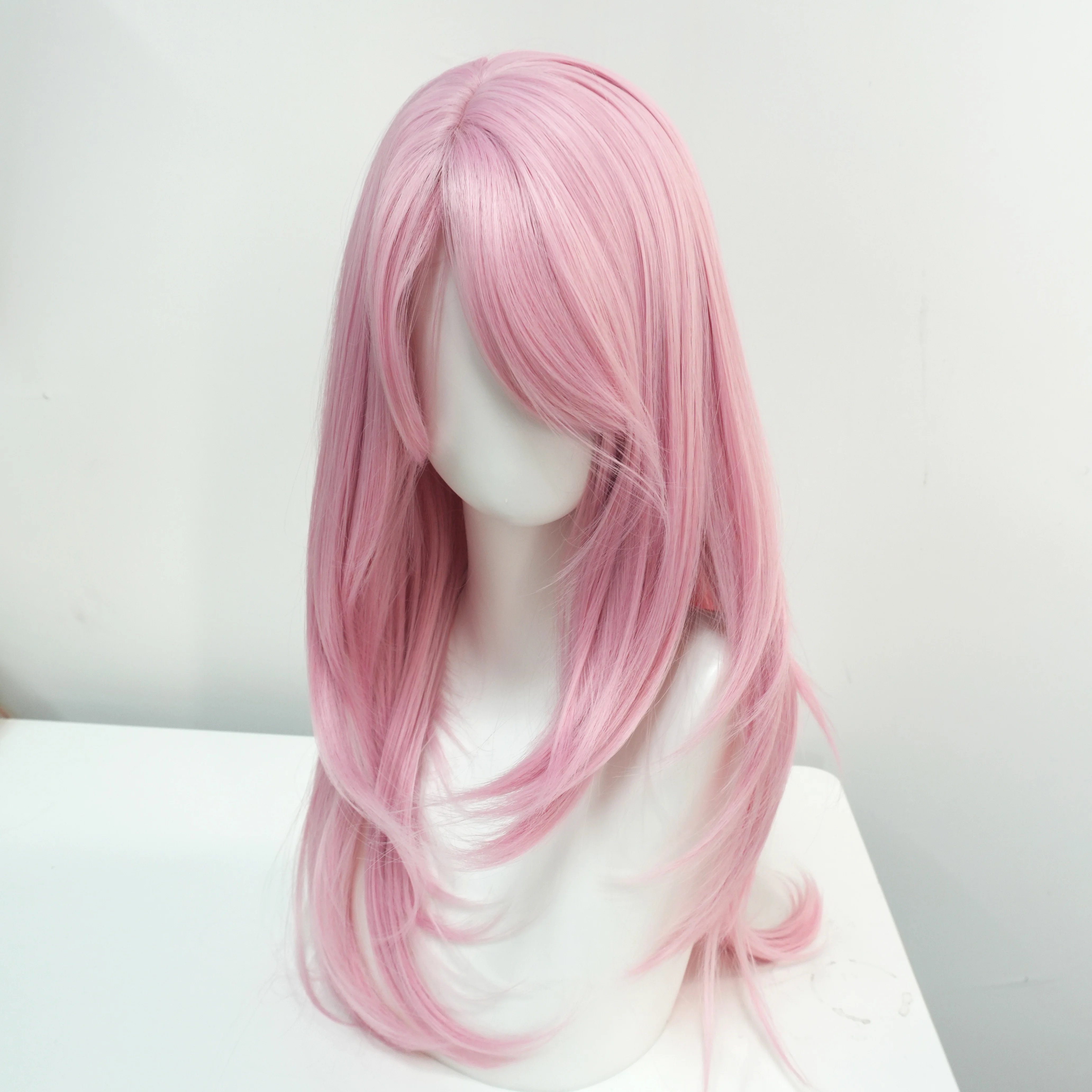 Ashely Wig Pink Wig Lolita 20inch Layered Cut Straight Hair Wigs for Women Curtain Bangs Heat-resistant Synthetic Cosplay Daily