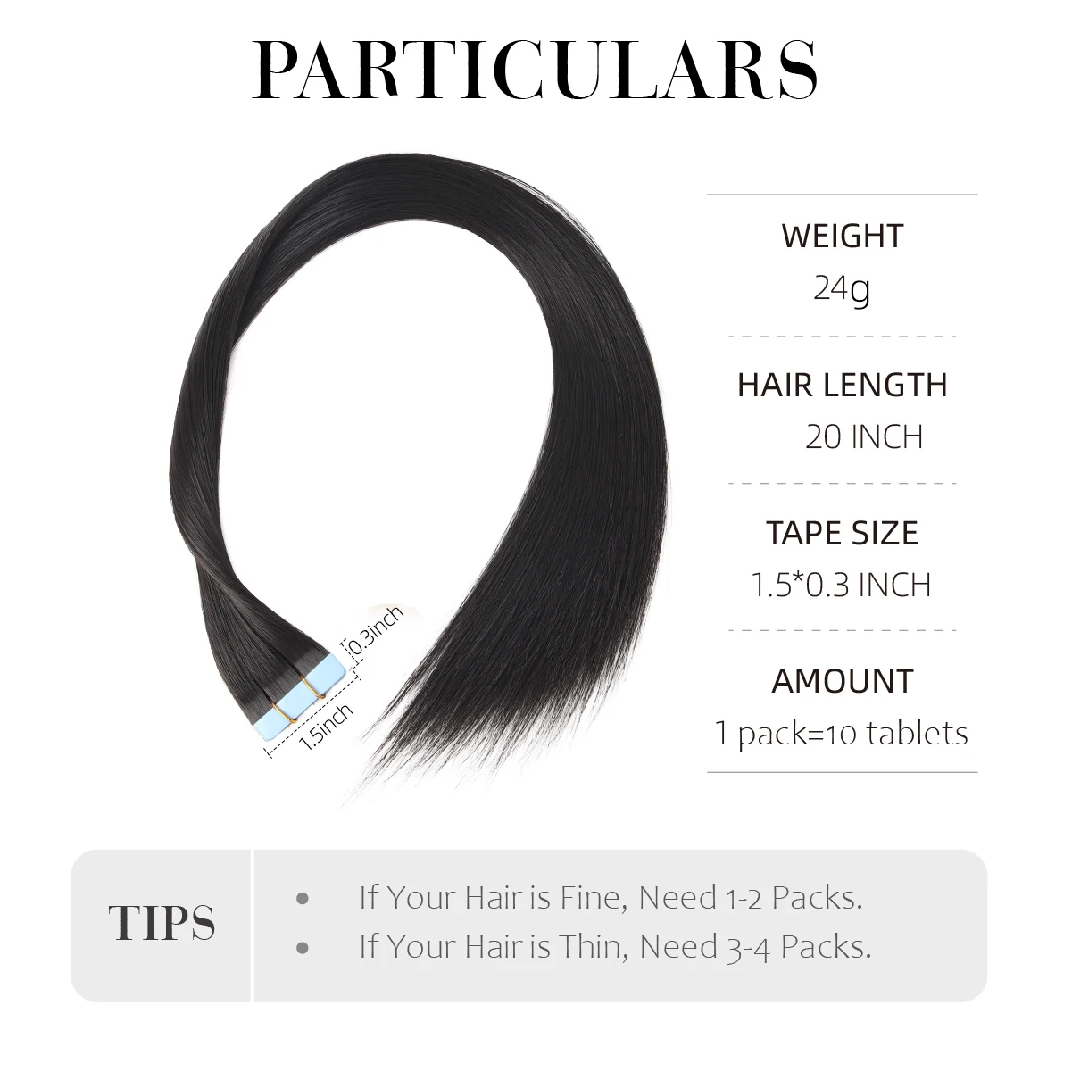 Tape In Hair Extensions Synthetic Hair 10Pcs 20Inch Long Straight Skin Weft Straight Seamless Hair Invisible Tape In Hairpiece