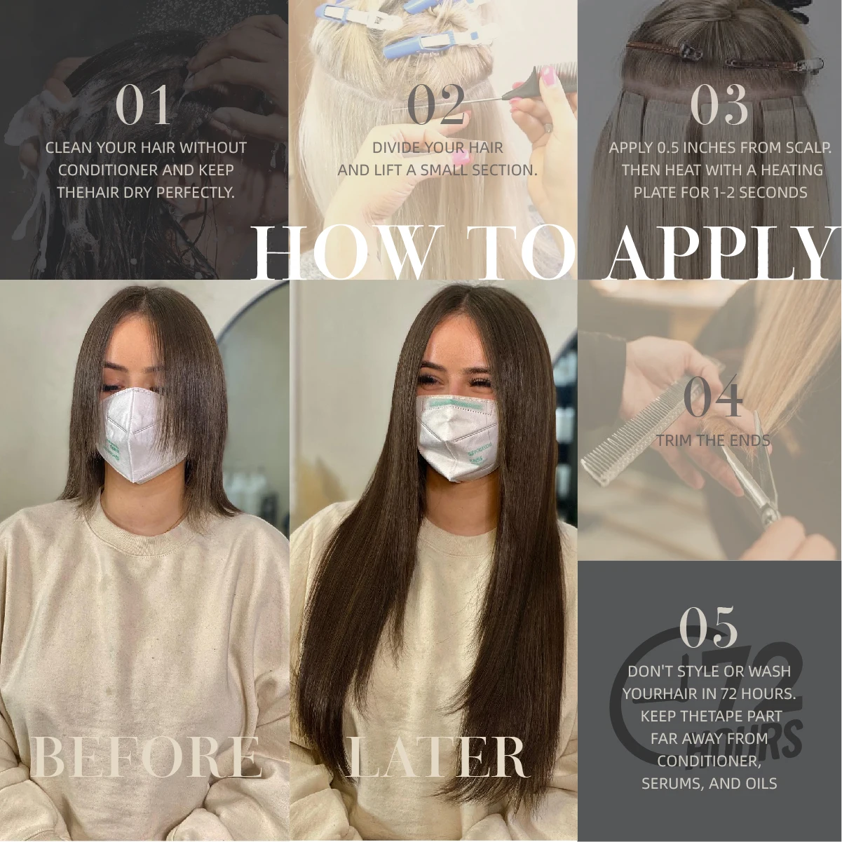 Tape In Hair Extensions Synthetic Hair 10Pcs 20Inch Long Straight Skin Weft Straight Seamless Hair Invisible Tape In Hairpiece