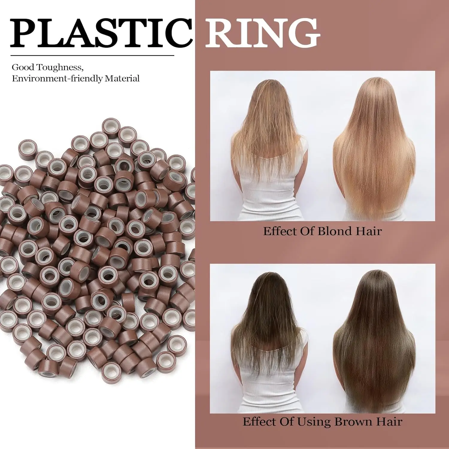 Hair Tinsel Beads Kit with Plier Hook Needle Tool 100 Silicone Micro Beads Loop Needle Threader Pulling Hook Bead Device