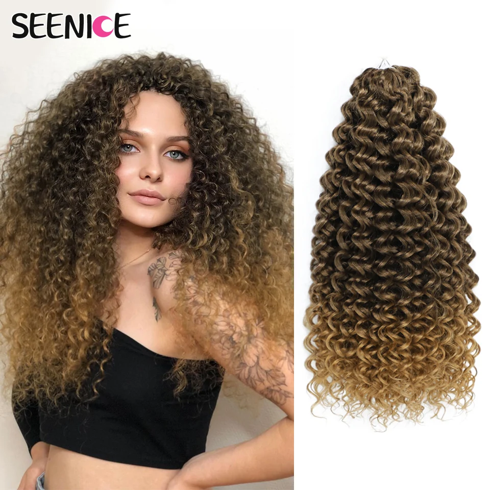 22inch Marshmallow Synthetic Afro Curl Crochet Hair Twist Braid Kinky Curly Braiding Hair Extensions Ombre Blonde For BlackWomen