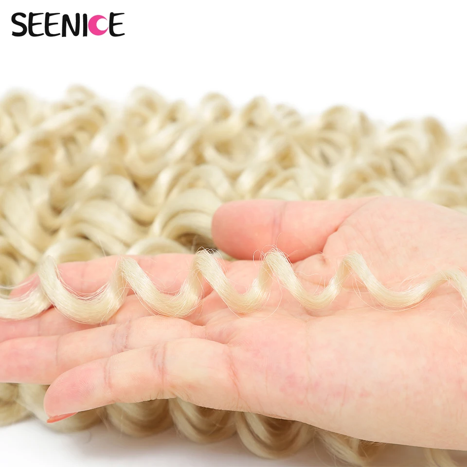 22inch Marshmallow Synthetic Afro Curl Crochet Hair Twist Braid Kinky Curly Braiding Hair Extensions Ombre Blonde For BlackWomen