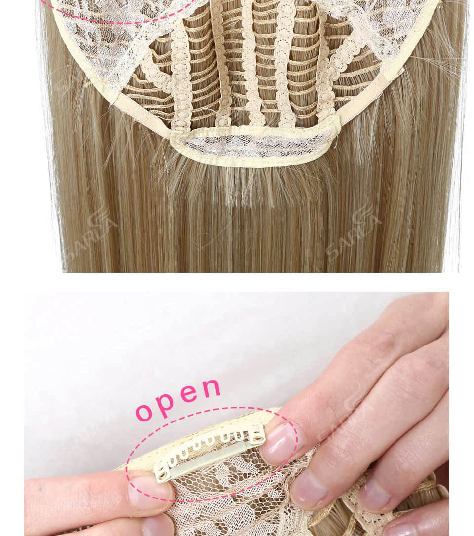 Synthetic U Part Clip in Hair Extension Clip-on Natural Thick False Fake Blonde Long Straight Hairpieces 16 20 24 inch