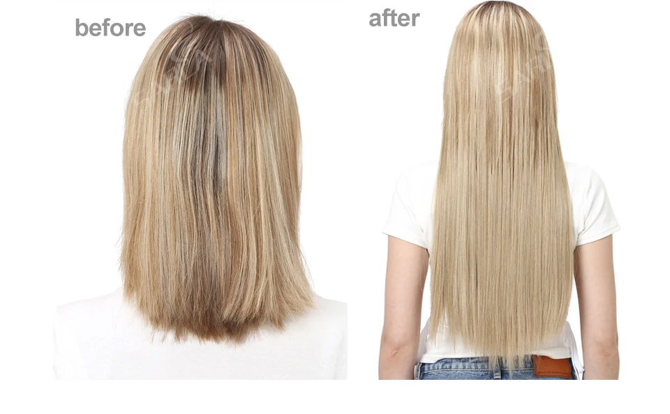 Synthetic U Part Clip in Hair Extension Clip-on Natural Thick False Fake Blonde Long Straight Hairpieces 16 20 24 inch