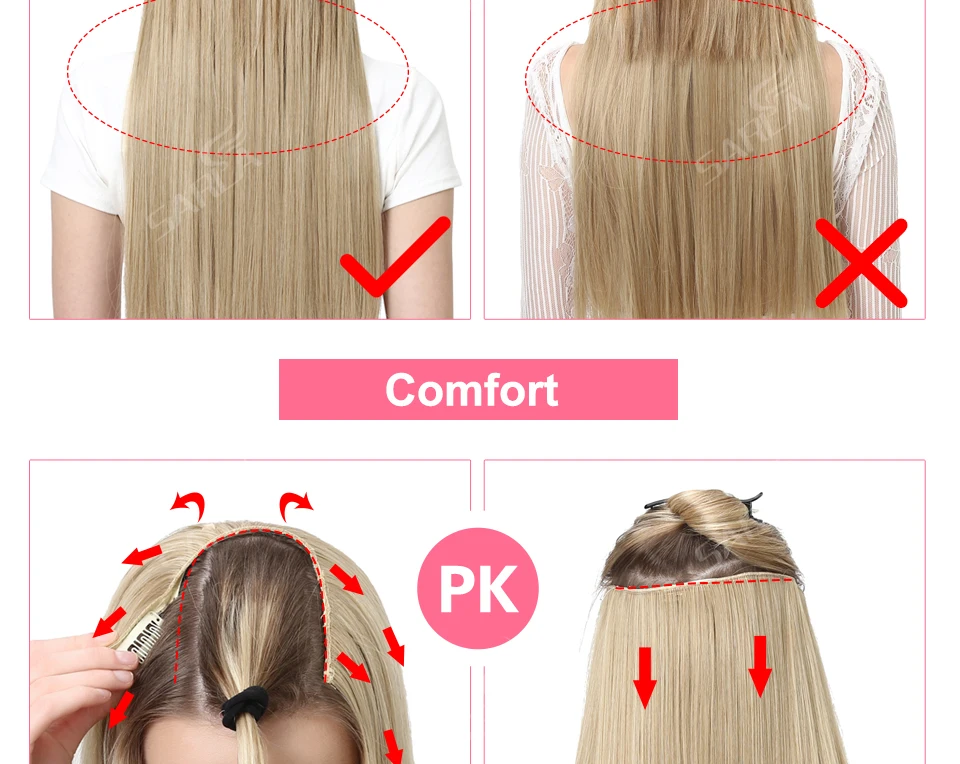 Synthetic U Part Clip in Hair Extension Clip-on Natural Thick False Fake Blonde Long Straight Hairpieces 16 20 24 inch