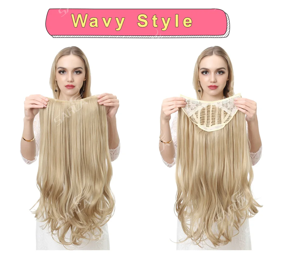 Synthetic U Part Clip in Hair Extension Clip-on Natural Thick False Fake Blonde Long Straight Hairpieces 16 20 24 inch