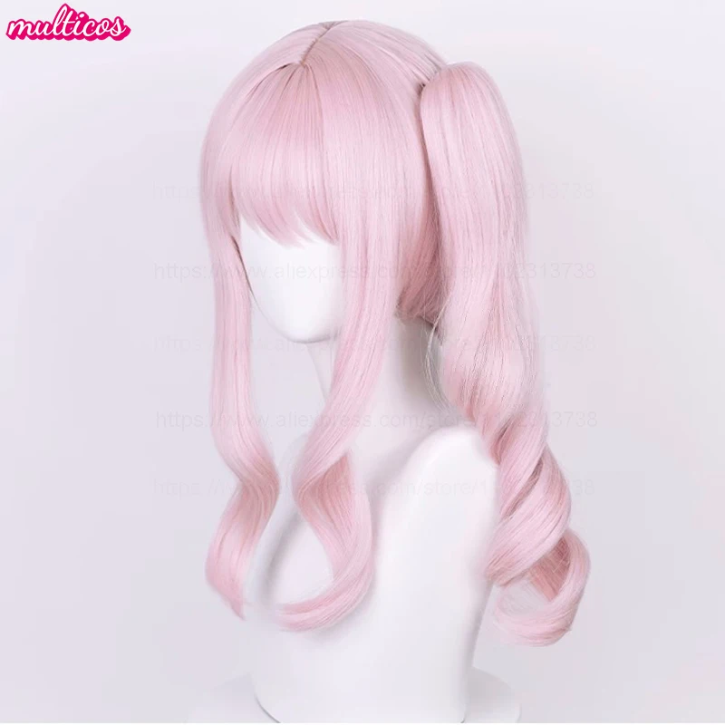 High Quality Anime Akiyama Mizuki Cosplay Wig 45cm Long Light Pink Curly Heat Resistant Synthetic Hair Halloween Party Wigs