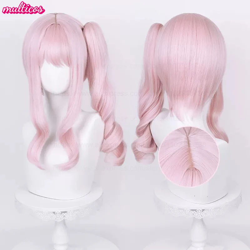 High Quality Anime Akiyama Mizuki Cosplay Wig 45cm Long Light Pink Curly Heat Resistant Synthetic Hair Halloween Party Wigs