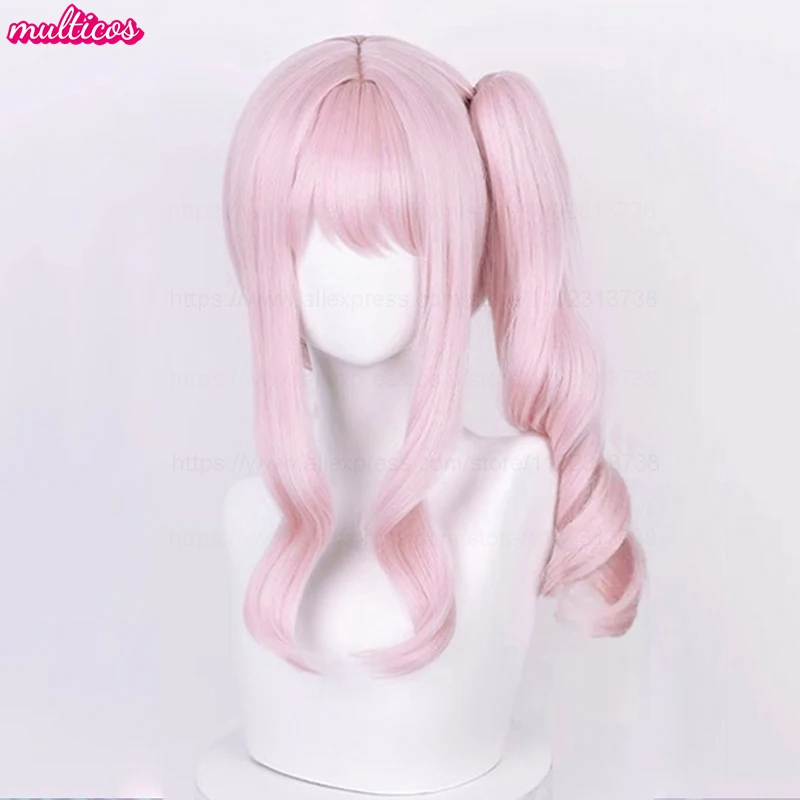 High Quality Anime Akiyama Mizuki Cosplay Wig 45cm Long Light Pink Curly Heat Resistant Synthetic Hair Halloween Party Wigs