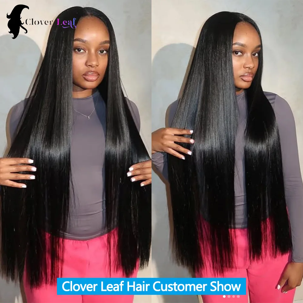 Straight Human Hair Bundles with frontal 13x4 Raw Hair Bundles 100% Human Hair Extensions Weave 3 Bundles with 13x4/6 HD Frontal