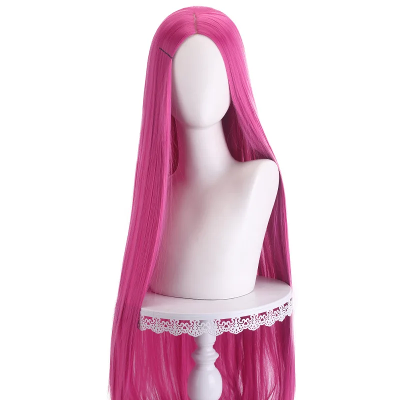 Long Straight Cosplay Wig Centre Parting Central Split Blond Pink Red Purple Heat Resistant Synthetic Hair Wigs