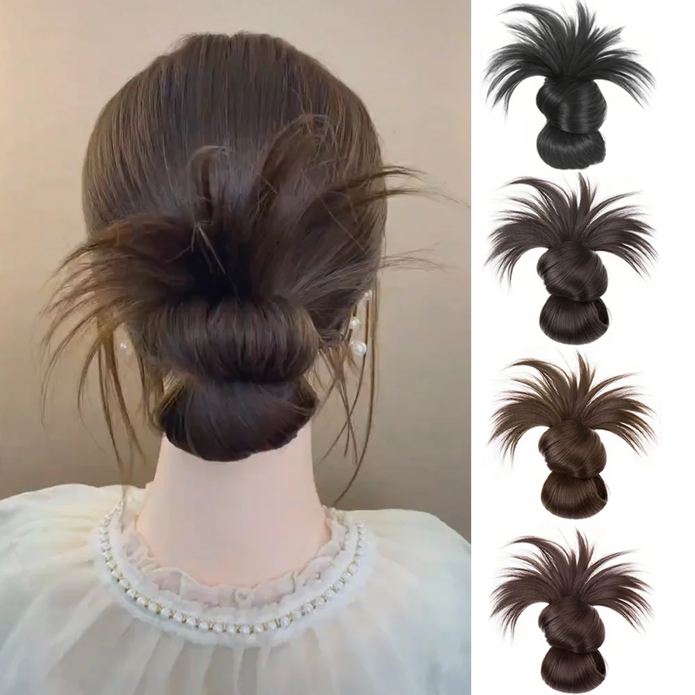Low Synthetic Bun Ponytail Hair Natural Fluffy Claw Clip Chignon Hair For Women Lazy Bun Wig Bag Hair Accessories For Daily Use