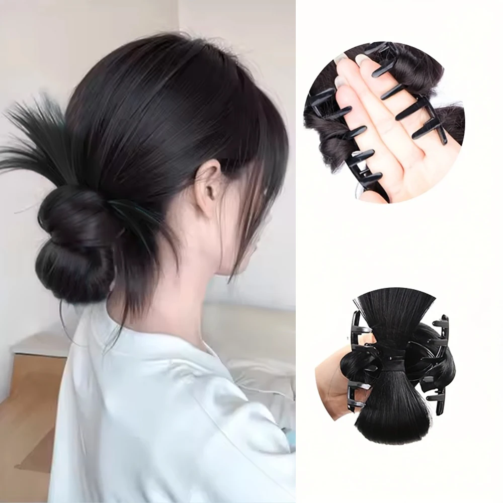 Low Synthetic Bun Ponytail Hair Natural Fluffy Claw Clip Chignon Hair For Women Lazy Bun Wig Bag Hair Accessories For Daily Use