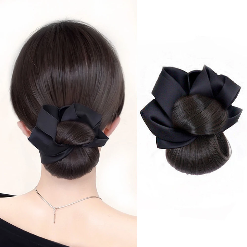 Low Synthetic Bun Ponytail Hair Natural Fluffy Claw Clip Chignon Hair For Women Lazy Bun Wig Bag Hair Accessories For Daily Use