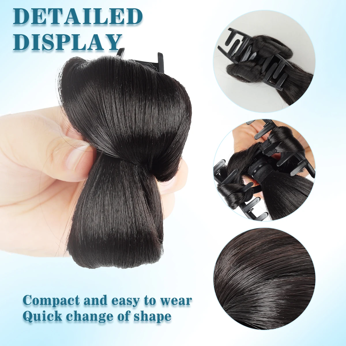 4-inch synthetic low-tie ball head wig, a clip-on bun wig that naturally connects to a woman's ponytail Hair extension